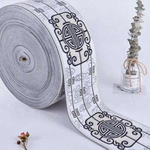 25M/Lot 12CM Wide Chinese Flower Jacquard Webbing Curtain Lace Trims Belt Accessories DIY Sewing Sofa Cushion Lace Ribbon Decor