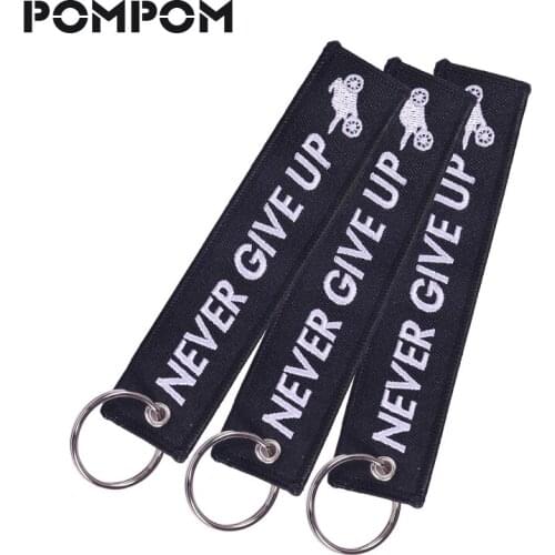 3 PCS/LOT Fashion Jewelry Motorcycle Keychain OEM ATV Car Key Chains for Men Embroidery Never Give Up Motor Key Holder Key Fobs