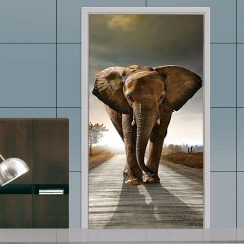 3D Photo Wallpaper Elephant PVC Self-adhesive Waterproof Wall Paper Home Decor Living Room Bedroom Bathroom Door Mural Sticker