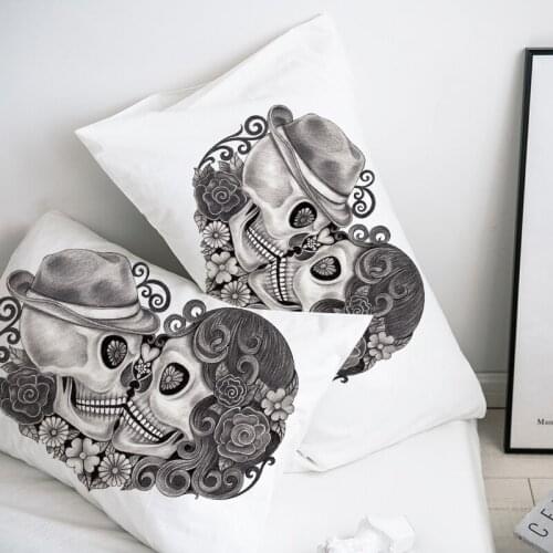 3D HD Pillow Case Pillowcase Custom/50x70/50x75/50x80/70x70 Decorative Pillow Cover,Skull Kiss Bedding,Drop Ship