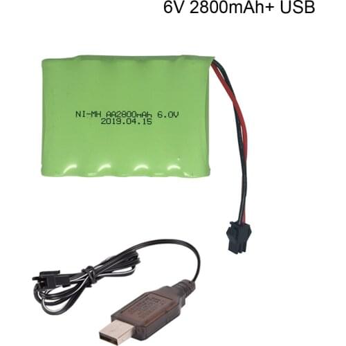 6v 2800mah M-Style NI-MH Battery with USB High capacity AA NI-MH Battery for electric toys/RC car/truck /boat 6V free shipping