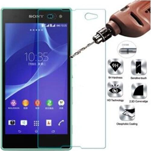 9H Tempered Glass For Sony Xperia C3 S55T S55U D2502 D2533 Phone Screen Protector on Sony C3 c 3 Safety Protective Glass