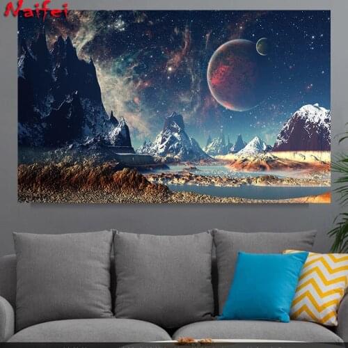 Diamond Embroidery Universe Stars Planet Landscape Diamond Painting Cross Stitch Space Exoplanet Galaxy Wall Art For Living Room