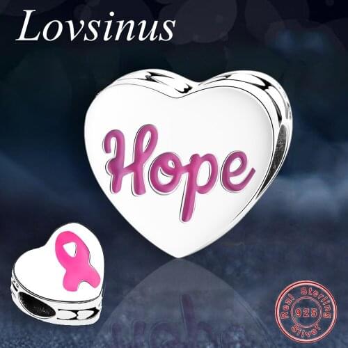 Real 925 Sterling Silver "Hope" Letter Alphabet Charm Heart Beads With Pink CZ Fits European Original Charms Bracelet For Women