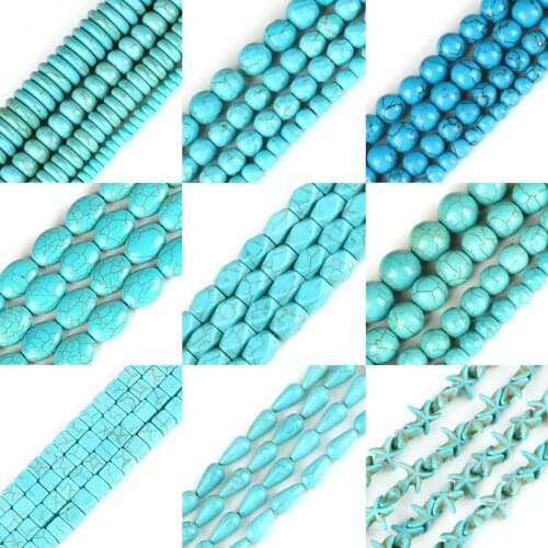 Blue Turquoise Matte 4/6/8/10mm Round Spacer Beaded Loose Stone Beads For Jewelry Making Bracelet Necklace Supplies Accessories
