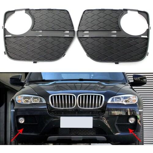 Black Pair Front Bumper Fog Lights Cover Fog Lamp Grilles for BMW X6 E71 2012 2013 2014 51117312605 51117312606