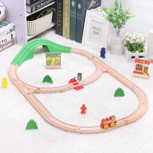 Kids Electric Train Toys Set Magnetic Diecast Slot Train Toy FIT Wooden Railway Bri o Wooden Train Track Toys For Children Gifts