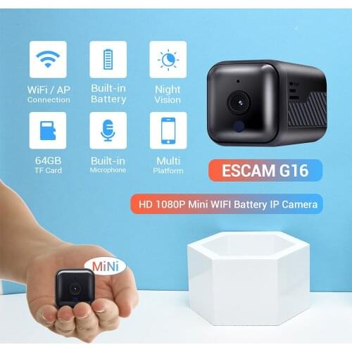 ESCAM G16 Build-in Battery 2MP 1080P Low Power Comsunption Wireless WIFI IP Camera Video Recorder