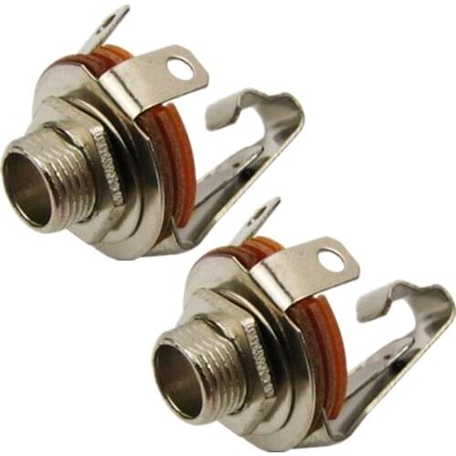 FLEOR 24pcs Nickel 1/4" 6.35mm Guitar Jacks Mono Jacks Socket Long Style for Electric Guitar