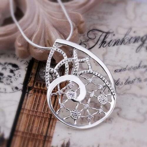 Hot sell New 2015 silver plated pendants Net Circle Pendant maxi necklace Jewelry European Style