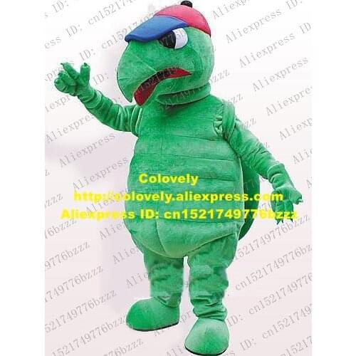 Lovely Green Tortoise Turtle Chelonian Chinemys Reevesii Mascot Costume Mascotte Adult With Red Blue Hat No.380 Free Shipping