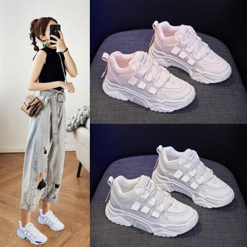 Ladies Lace Up Sneakers Women Chunky Shoes Thick Bottom Breathing Sports Shoes Leisure Vulcanized Shoes Slip on Walking Shoes