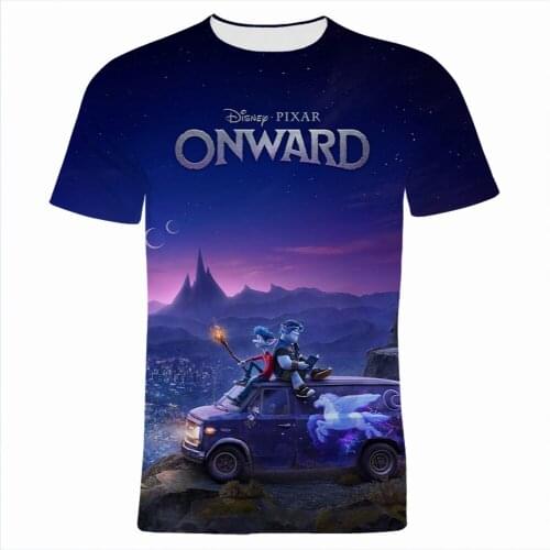 Onward Disney Movie Children T-shirt Summer Short Sleeve Mens Oversized T Shirt Cartoon Anime 3D Print Women Tee Shirts