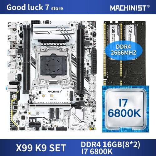 X99 motherboard LGA 2011-3 set kit with Intel core I7-6800K processor DDR4 16GB(2*8GB) 2666mhz RAM M-ATX NVME M.2 SSD X99-K9