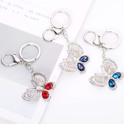 Fashion Keychain Keyring blingbling Rhinestone Butterfly Key Chain Ring A205