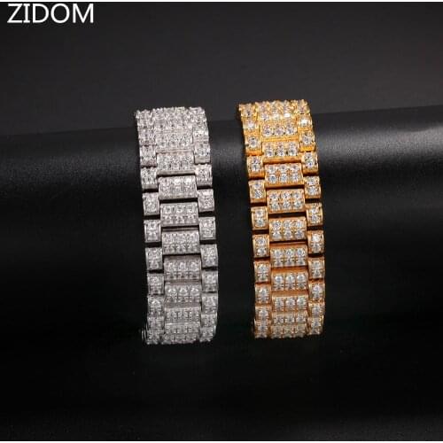 Men/Women Hip hop iced out bling bracelets micro pave AAA Zircon High quality fashion punk watchband bracelet Hiphop jewelry