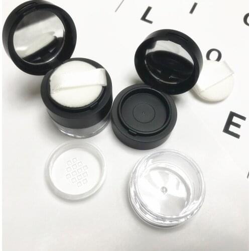 New 2 in 1 Loose Powder Plastic Jar with Eyeshadow Case Mini Portable Lipstick Box Cosmetic Packaging Container with Puff Mirror