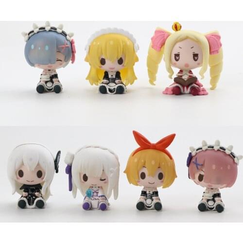 NEW ARRIVAL 7Pcs/Set Re:Life In A Different World From Zero Rem Ram Cute Childrens Toy Ornaments