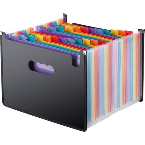 13/24 Pockets Expanding File Folder Works Accordion Office A4 Document Organizer Large Plastic Organizers Standing Accordions