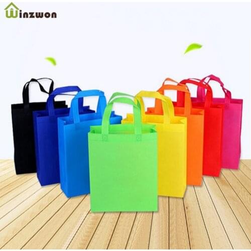 10 pcs DIY Kids Birthday Party favors gift bags with handles Treat Bags Solid Color cloth Shopping Bag Multi-use Gift Tote Bags