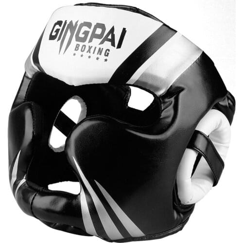 GINGPAI Full-Covered Boxing Helmet Muay Thai Training Sparring Headgear Hand Guard MMA Sanda Fitness Thickened Equipment Safety