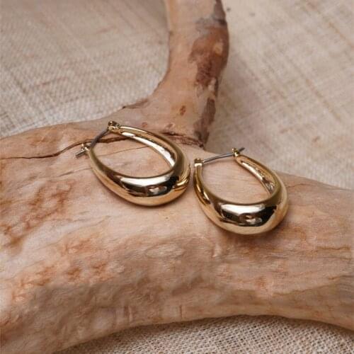 Simplest Popular Geometric Oval Earrings For Women Fashion Ear Jewelry Metal Gold And Silver Color Earring Girls Jewellery