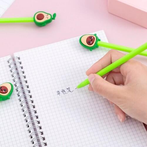 20Pcs Student Creative Cartoon Avocado Black Gel Pen Student Learning Stationery Gifts Gel Pens Set Wholesale Kawaii Stationery