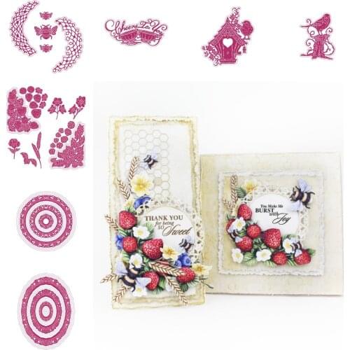 Perch Harvest Bees Home Tea Cup Frame Cutting Dies Scrapbook Diary Decoration Embossing Template DIY Greeting Card Handmade 2021