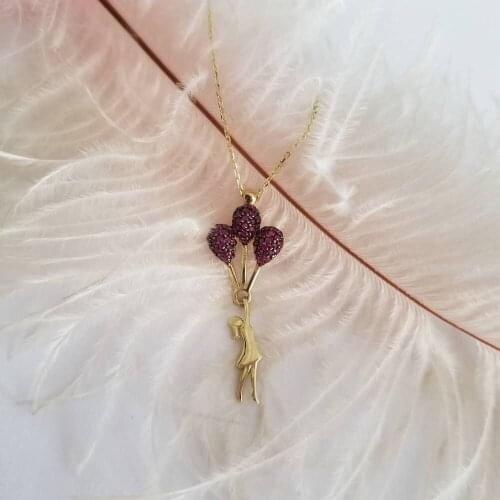 Symbol Gold Balloon Girl Gold Necklace Pendant Choker Magnificent Comfortable Delicate Air Balloon Pendant Fashion Jewelry Kids
