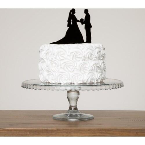 Wedding Bride and Groom Silhouette Cake Topper ,Traditional Style Wedding Cake Decor Supplies,Mr and Mrs Cake Topper
