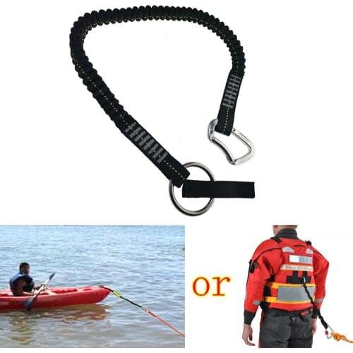 25KN 95cm Kayak Cowtail Paddling Safety Reflective Tow Tether Rescue Cow Tail Rope with Two Carabiner