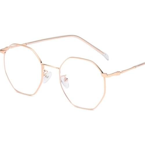 TEENYOUN Metal Blue Light Blocking Glasses Frame Anti-blue Light Women Flat Mirror Polygon Glasses Frame Optical Eyeglasses