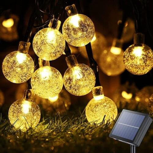 Solar String Lights Outdoor 6.5m 30 LED Crystal Globe Garden Light With 8Modes Waterproof Solar Powered Patio Lights Xmas Decor