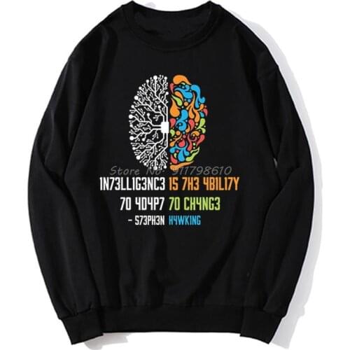 Intelligence Men hoodie Intelligence Is The Ability To Adapt To Change Vintage Science Slogan Hoodie Sweater Streetwear Harajuku