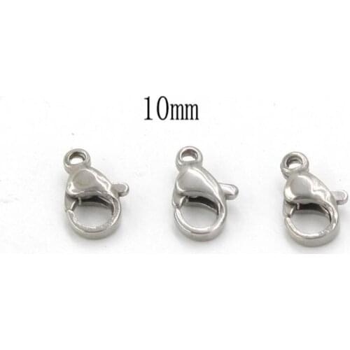 30pcs 100% Stainless Steel Lobster Clasps Hooks for Jewelry Finding No Fade Steel Color Connect Buckle