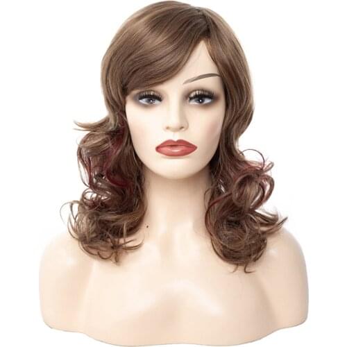 ZM Hair 60cm Wholesale Long Medium Brown Body Wave Synthetic Hair Wigs Heat Resistant Synthetic Wavy Wigs For Women Middle Part