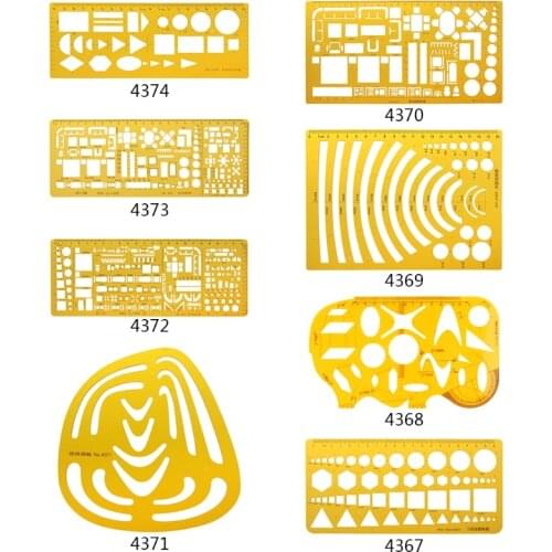 1pc K Resin Circles Squares Triangle Geometric Template Ruler Stencil Measuring Mapping Drawing Tools School Office Stationery
