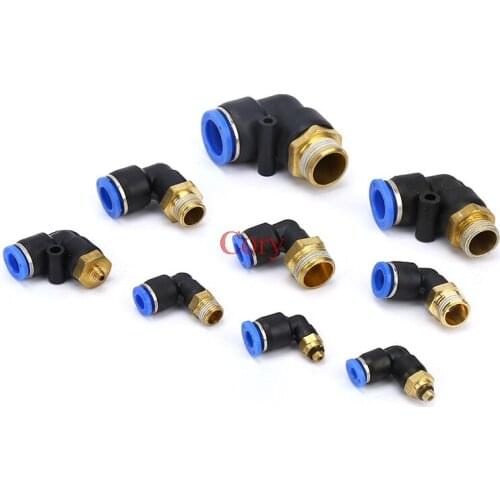 1PC PL4/6/8/10/12mm hole to M5x0.8 1/8" 1/4" 3/8" 1/2" Male thread Pneumatic Tube Connectors L Type Elbow Quick Fitting CZYC