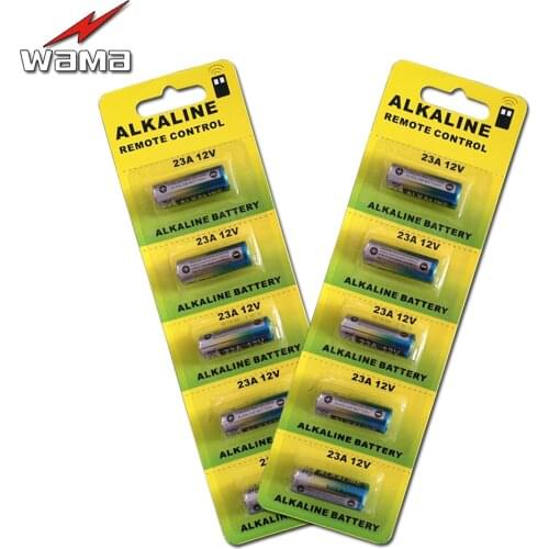 10pcs/2pack Wama 23A 12V 50mAh Dry Alkaline Battery 21/23 23GA A23 A-23 23A RV08 LRV08 E23A Batteries
