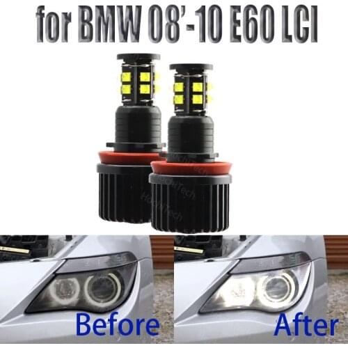 240W LED Angel Eye Bulbs 6000K Diamond White 4000LM for BMW 2008-2010 5 Series E60 (LCI)