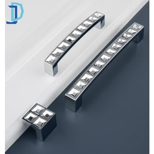 3.5/5.0'' Crystal Long Handle Zinc Alloy Handles for Furniture Crystal Cabinet Knobs Drawer Wardrobe Pull