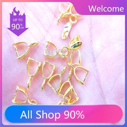 50PCS/Lot 18K Gold Clasps Pinch Clips Bails Charm Melon Seeds Buckle Pendant DIY Necklace Bracelet Connectors Jewelry Finding