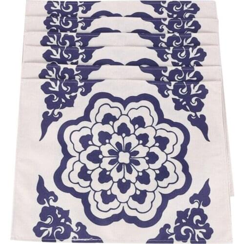 6 Pcs Flowers Pattern Placemat Coasters Cup Dish Glass Table Mat Insulation Pad Kitchen Accessories Decoration-ABUX