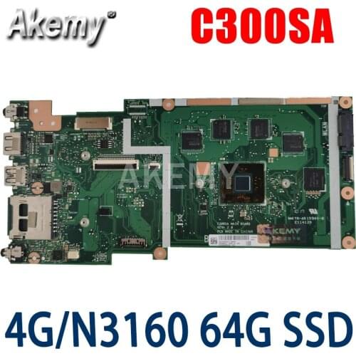 90NB0BL0-R02400 For ASUS C300SA C300S motherboard Laptop REV2.0 C300SA Main Board W/ 4G RAM N3160 4-Cores CPU 64G-SSD
