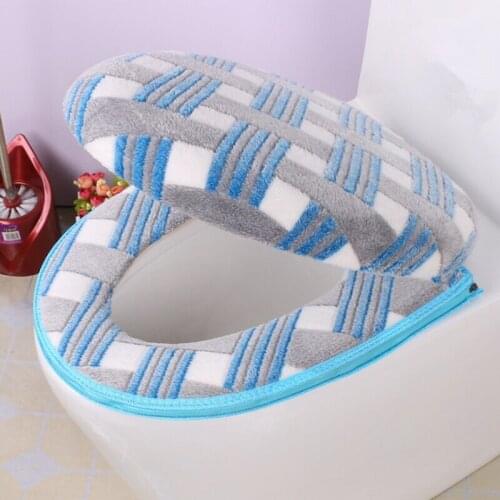 Bathroom Accessories Fall/Winter Toilet Seat Cover Warm Zipper Cover Toilet Seat Cotton Linter Travel Set Bath Mats Toilet