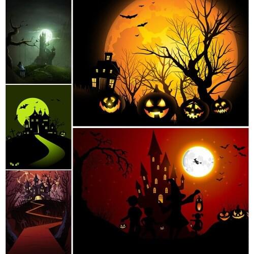 5D Halloween DIY Diamond Painting Cartoon Dark Night Castle Diamond Embroidery Mosaic Set Living Room Wall Decoration