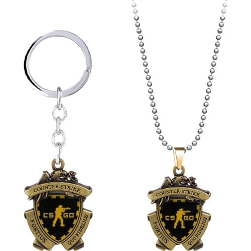 CSGO Keychain Nekclaces Metal Medal Keyring Pendant Game Jewelry Necklace Keyrings For Car purse bag
