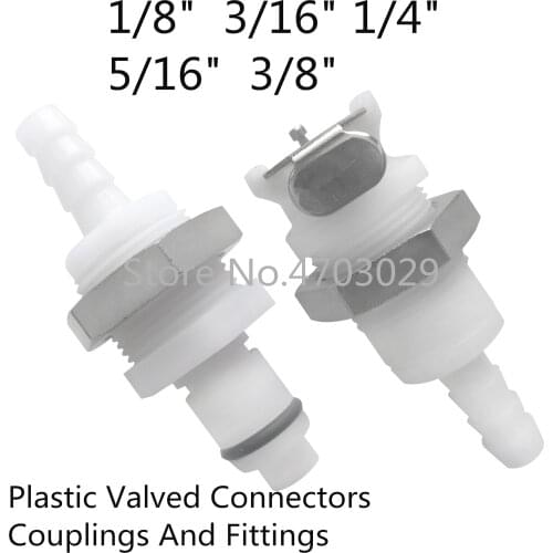 Two Plastic Valved Connectors Hose Barb Quick Connector Unidirectional Check valve assembly