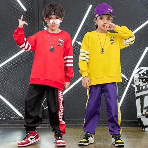 Kid Hip Hop Clothing Running Jacket Coat Tops Casual Pants for Girls Boys Jazz Dance Clothes Costume Ballroom Dancing Streetwear