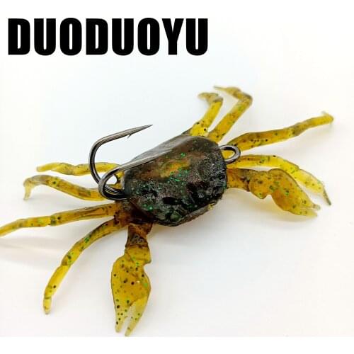DUODUOYU 3PCS/LOT 3D Simulation Crab Fishing Lures Artificial Crab Soft Bait with Sharp Hooks Sea Fishing Bait Tackle